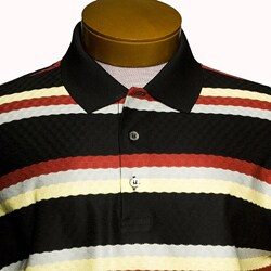 In Fiamme Men's Striped Jacquard Golf Polo