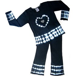 AnnLoren Girl's Heart Tie-dye 2-piece Outfit