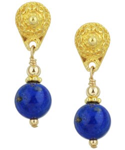 Vermeil Blue Lapis Drop Earrings