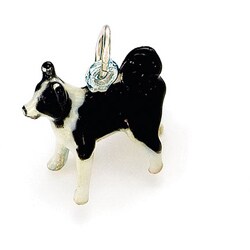 Sterling Silver and Enamel Border Collie Charm