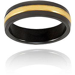 Black and Goldplated Polished Titanium Ring