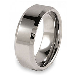 Beveled Edge Polished Tungsten Ring