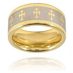 Tungsten Laser Cross Goldplated Polished Band (10 mm)