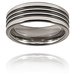 Tungsten Grooved Black-plated Polished Band (8 mm)