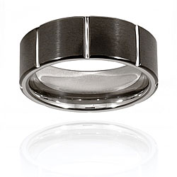 Black-plated Tungsten Grooved Brushed/ Polished Band (8 mm)