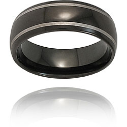 Black-plated Tungsten Carbide Laser Line Band (7.7 mm)