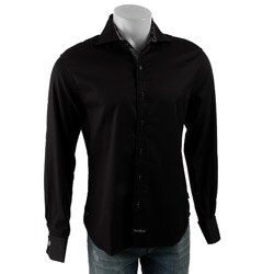 English Laundry Men's Black Tonal Stripe Shirt