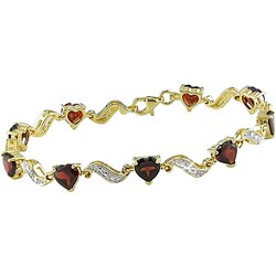 18k Goldplated Garnet and Diamond Bracelet