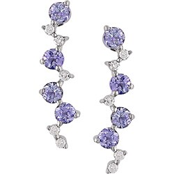 10k Gold 1/10ct TDW Diamond and Tanzanite Earrings