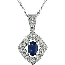10k Gold Diamond and Blue Sapphire Necklace