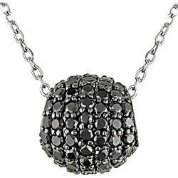 14k Gold 1ct TDW Black Diamond Pave Ball Necklace