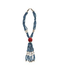 Handmade Red Coral Turquoise Garnet Necklace