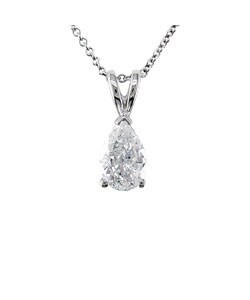 14k White Gold 3/4ct Pear Diamond Solitaire Pendant (H-I, SI2-I1)