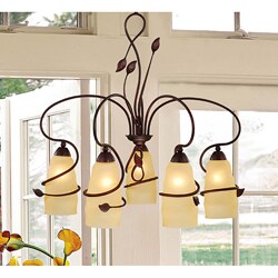 Iron 5-light Mahogany Chandelier