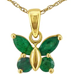 10k Yellow Gold Emerald Butterfly Necklace