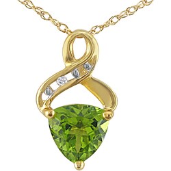10k Yellow Gold Peridot and Diamond Necklace