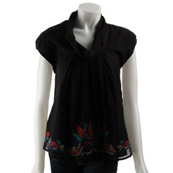 Pure Sugar Women's Embroidered Cowl Neck Shirt