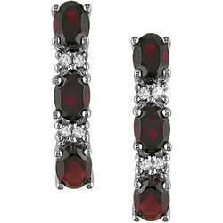 10k White Gold Garnet and Diamond Earrings