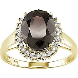 10k Gold Smokey Quartz and 1/5ct TDW Diamond Ring