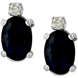14k White Gold Sapphire and Diamond Stud Earrings