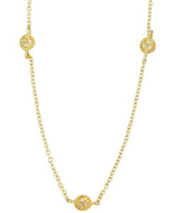 14k Gold over Silver 40-inch CZ Stations Necklace