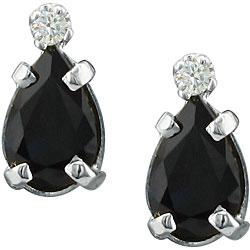14k Gold Blue apphire and Diamond Teardrop Earrings