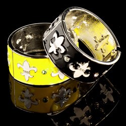 Enamel Fluer de Lis Glass Stone Bangle Bracelet