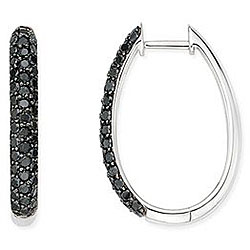14k Gold 1 1/2ct Black Diamond Hoop Earrings