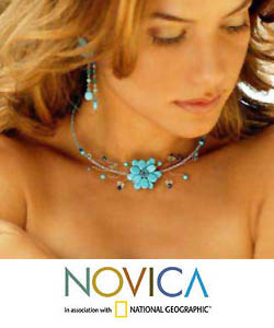 'Thai Floral' Turquoise and Topaz Choker (Thailand)