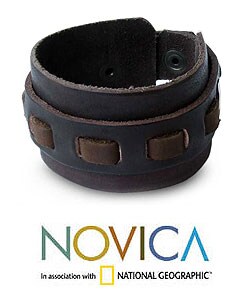 Genuine Leather 'Brown Contrasts' Bracelet (Thailand)