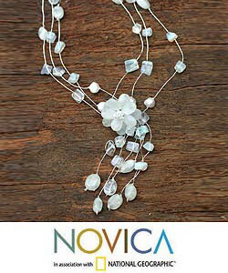 Stainless Steel Quartz and Pearl Fantasy Necklace (Thailand)