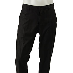 DKNY Men's Black Stripe Flat Front Pants