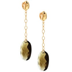 14k Gold over Silver Smokey Topaz CZ Earrings