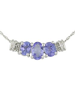 14k White Gold .03ct Diamond & Tanzanite Necklace