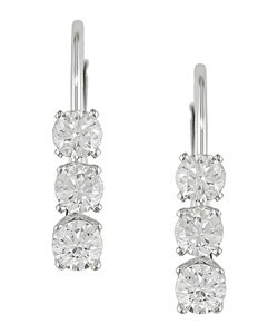 14k White Gold 1/2ct TDW Round Diamond Three-Stone Earrings (I-J/ I2-I3)