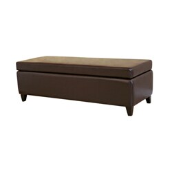 Dark Brown Bi-cast Leather Storage Bench.