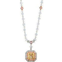 Sterling Silver 17-inch Pink and White CZ Necklace
