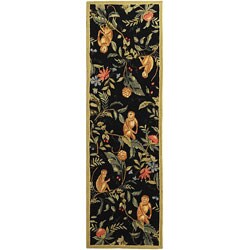 Hand-hooked Monkey Wool Rug (2'6 x 8')