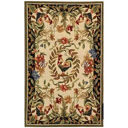 Hand-hooked Rooster Garden Wool Rug (2'6 x 4')