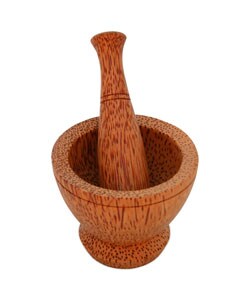 Hand-carved Wood Mortar and Pestle Set