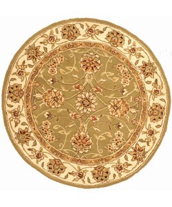 Hand-tufted Traditions Sage/Ivory Wool & Silk Rug (4' Round)