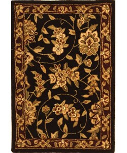 Hand-tufted Traditions Black/ Burgundy Wool/ Silk Rug (2' x 3')