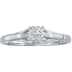 10k White Gold Diamond Promise Ring (K,I1)