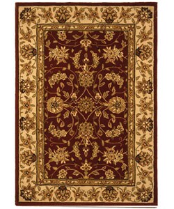Hand-tufted Traditions Burgundy/ Ivory Wool/ Silk Rug (4' x 6')