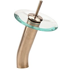 Glass Waterfall Vessel Brushed Nickel Faucet