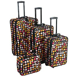 Rockland Multiple Pink Dot 4-piece Luggage Set