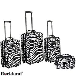 Rockland Deluxe 4-piece Zebra-print Luggage Set