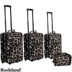 Rockland Deluxe 4-piece Giraffe Print Luggage Set