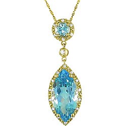 14k Gold Sky Blue Topaz and 1/6ct TDW Diamond Necklace (IJK, I2-I3)