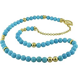 Goldplated Reconditioned Turquoise Bead Necklace (8-9 mm)